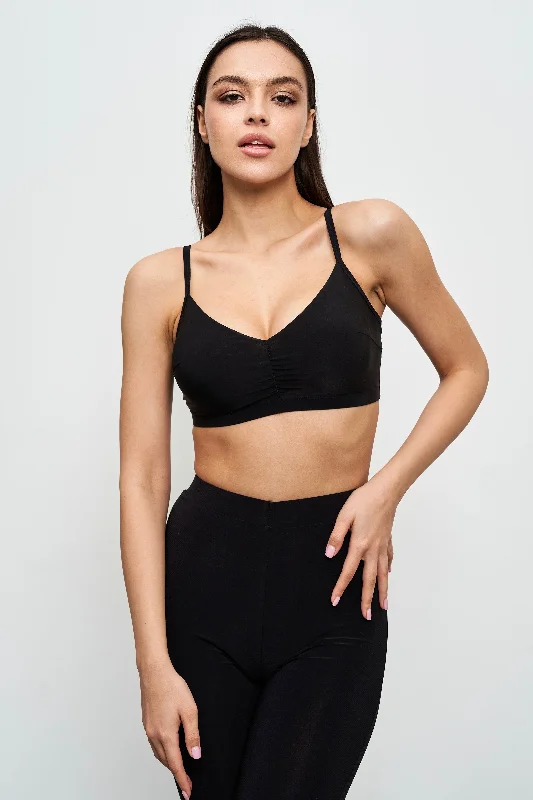Danza Top Venus Crop Top Straps Pra 1259 Solid Print Embellished