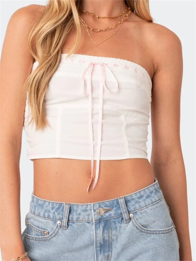 Tube Top Cropped Strapless Backless Tie-up Mini Slim Fit Summer Off Shoulder Party Clubwear 2024 Crop Top Denim Fabric Leather Fabric Suede Fabric Tube Top Cropped Strapless Backless Tie-up Mini Slim Fit Summer Off Shoulder Party Clubwear 2024 Crop Top Denim Fabric Leather Fabric Suede Fabric