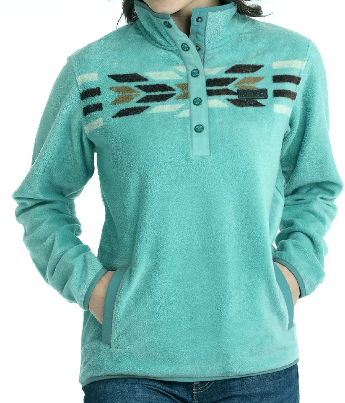 CINCH WOMEN'S POLAR FLEECE PULLOVER - TURQUOISE Gathered Sleeve Pullover