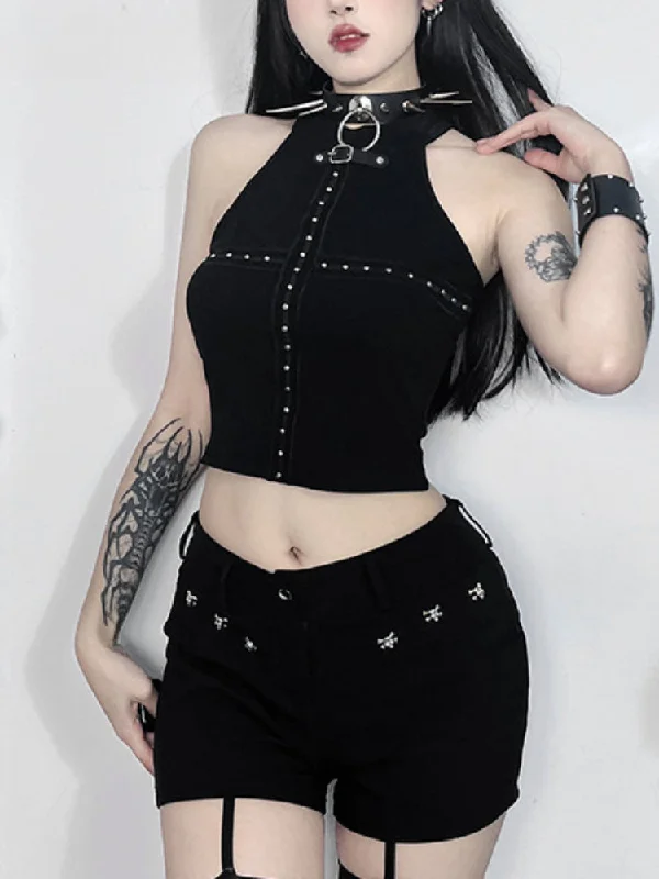 Streetwear Gothic Black Dark Cyber Punk Patchwork Cross Alt Grunge Crop Top Knit Fabric Woven Fabric Fleece Fabric Streetwear Gothic Black Dark Cyber Punk Patchwork Cross Alt Grunge Crop Top Knit Fabric Woven Fabric Fleece Fabric