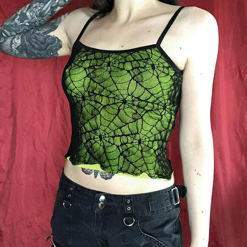 Gothic High Street Sexy Mesh Lace Backless Ruffle Sleeveless Crop Top Zippered Buttoned Snapped Gothic High Street Sexy Mesh Lace Backless Ruffle Sleeveless Crop Top Zippered Buttoned Snapped