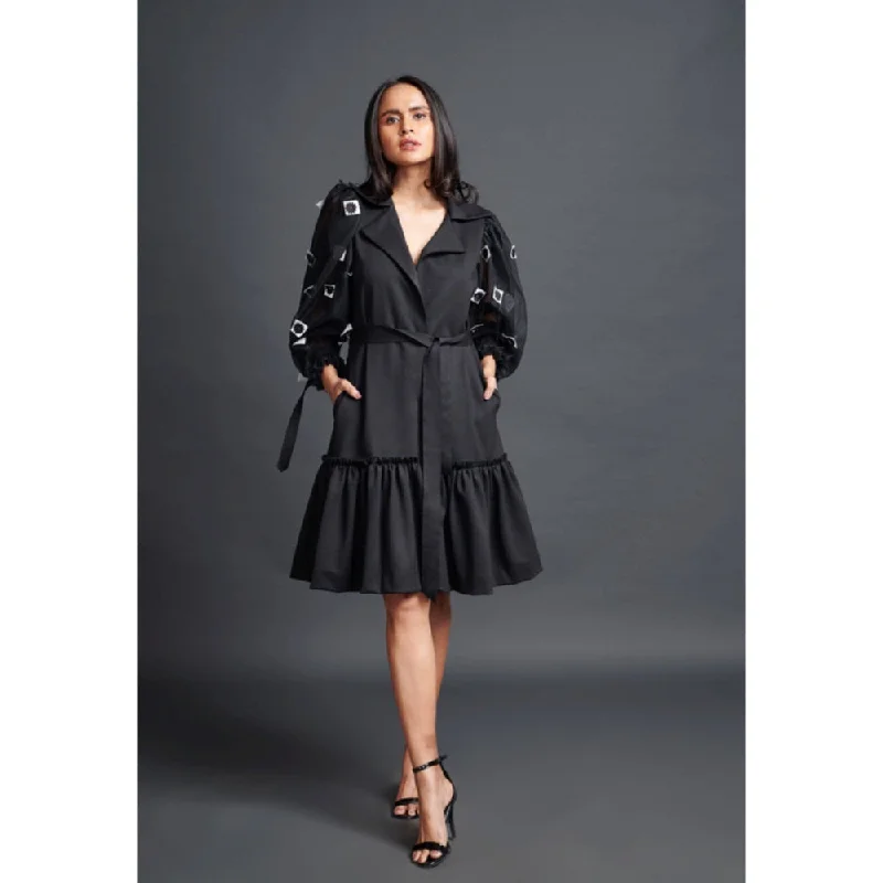 Deepika Arora Embroidered Jacket Dress Black Cardigan Sweater Pullover