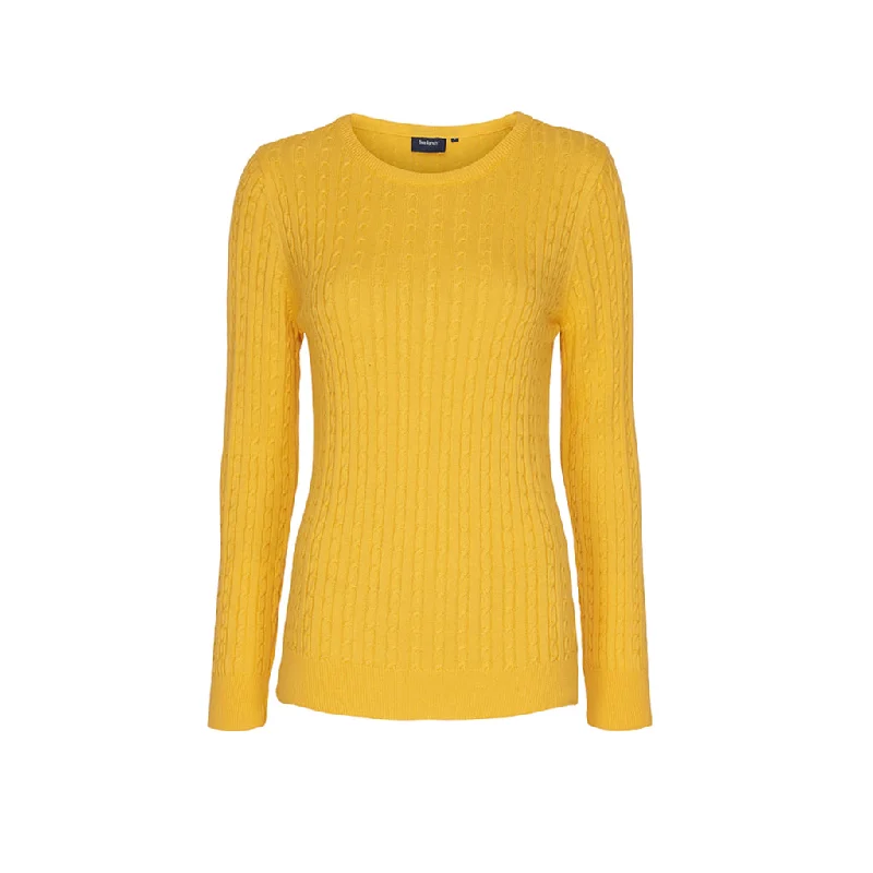 Barbara Cable Pullover Knit - Lemon Boyleg Sleeve Pullover