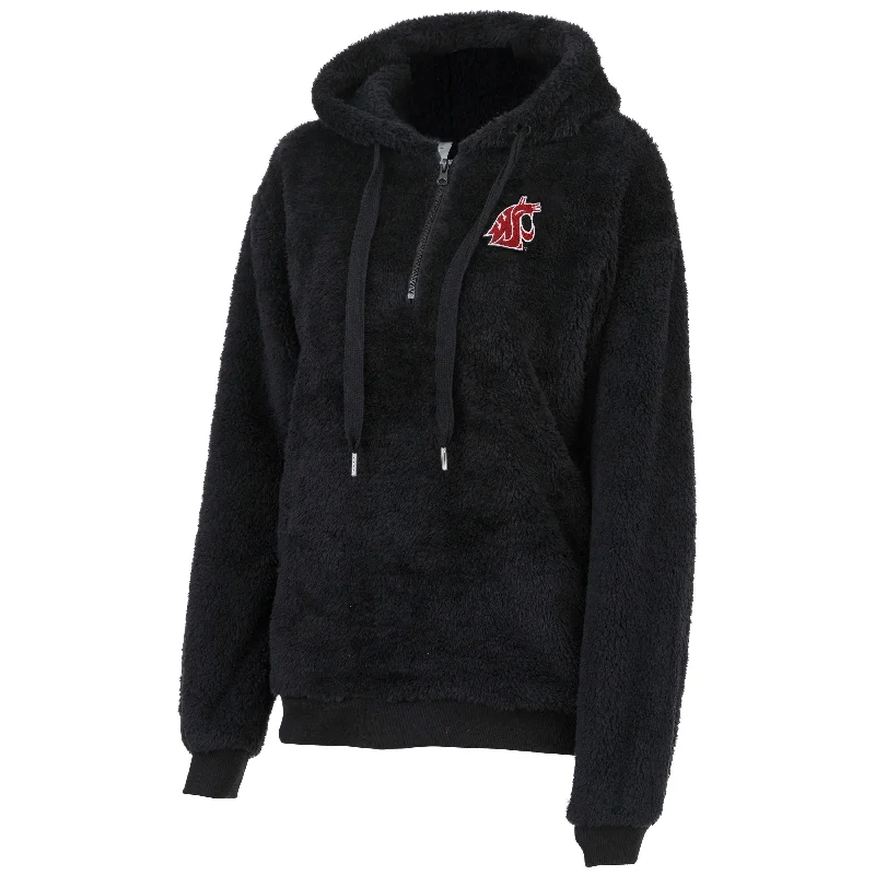 ZooZatz Women's 1/4 zip Black Sherpa Jacket Hooded Jacket Caped Jacket Shawl Collar Jacket ZooZatz Women's 1/4 zip Black Sherpa Jacket Hooded Jacket Caped Jacket Shawl Collar Jacket