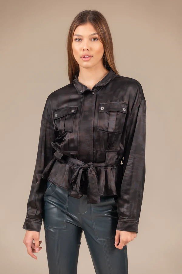 Ellis Silky Satin Utility Jacket Iron Light Leaf - Marrakech Print Jacket Jacquard Jacket Patchwork Jacket Ellis Silky Satin Utility Jacket Iron Light Leaf - Marrakech Print Jacket Jacquard Jacket Patchwork Jacket