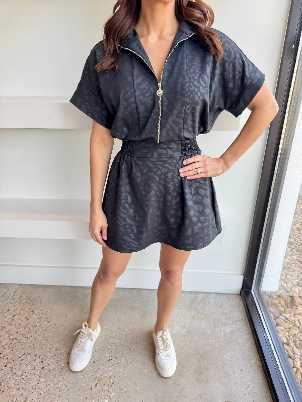 Midnight Cheetah Pullover Dress Solo Sleeve Pullover