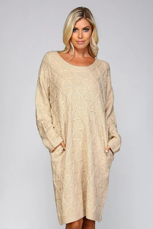 Pattern Sweater Dress Transparent Opaque Sheer