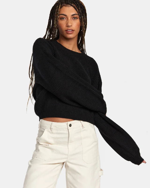 Dip In Pullover Sweater - RVCA Black Short Sleeve Top