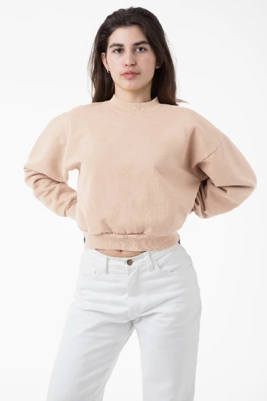 HF06 - Heavy Fleece Cropped Mock Neck Pullover (Garment Dye 2) Polo Neck Sweater