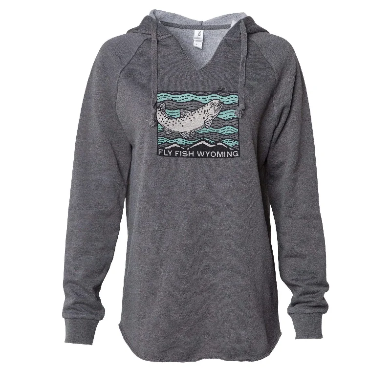 Women's Fish Rising Hooded Pullover Bell Sleeve Stylish