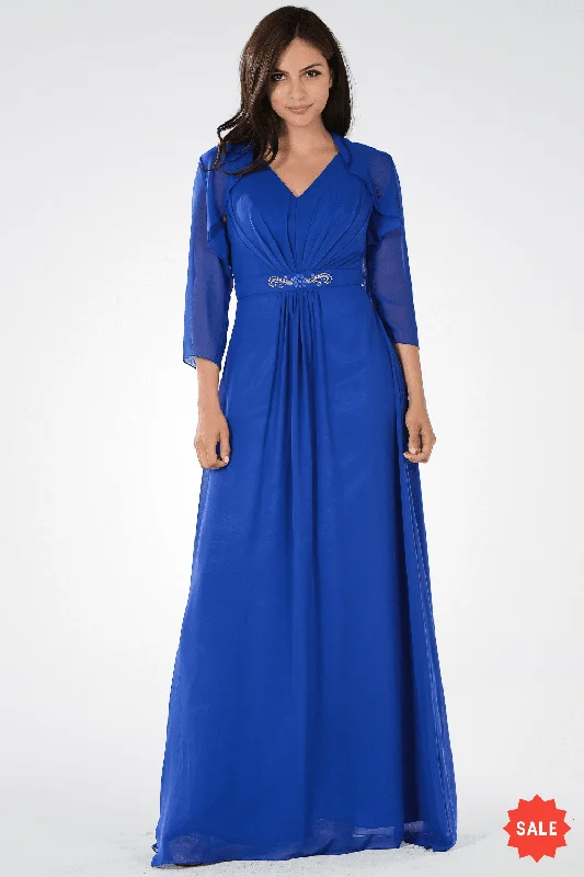 Long V-Neck Dress with Bolero Jacket by Poly USA 7770 Mesh Jacket Canvas Jacket Denim Jacket