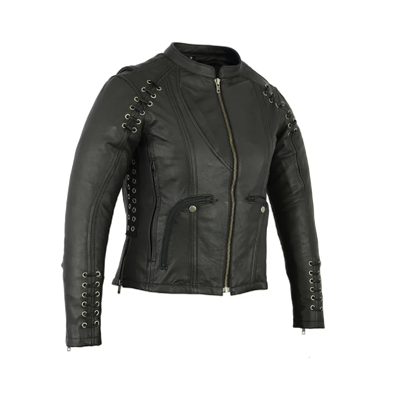 WOMEN'S STYLISH JACKET WITH GROMMET AND LACING ACCENTS Quilted Jacket Puffer Jacket Insulated Jacket WOMEN'S STYLISH JACKET WITH GROMMET AND LACING ACCENTS Quilted Jacket Puffer Jacket Insulated Jacket