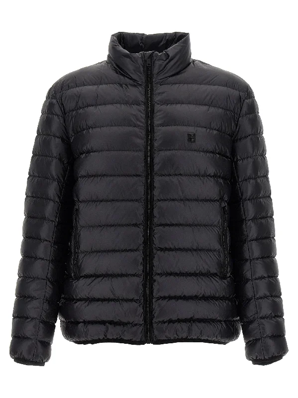 Logo Down Jacket Front Pockets Side Pockets Patch Pockets