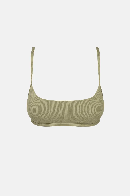 Bonsai Rib Crop Top Sage Satin Blend Silk Blend Wool Blend