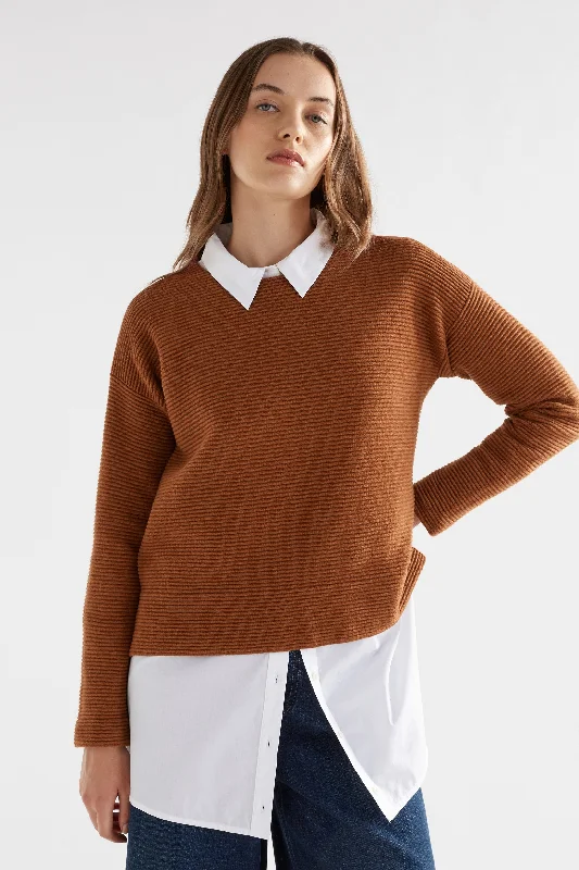 Elk Neiu Ottoman Sweater - Copper Zippered Front Buttoned Front Snap Front