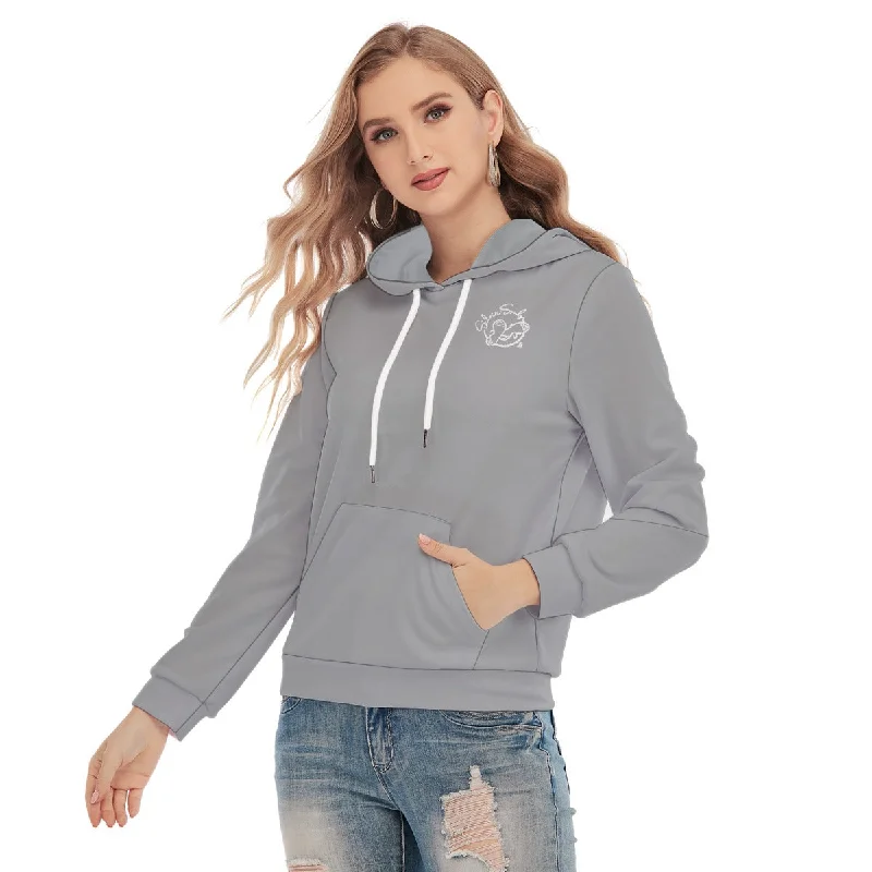 All-Over Print Women's Slim Pullover Hoodie Textured Knit Design