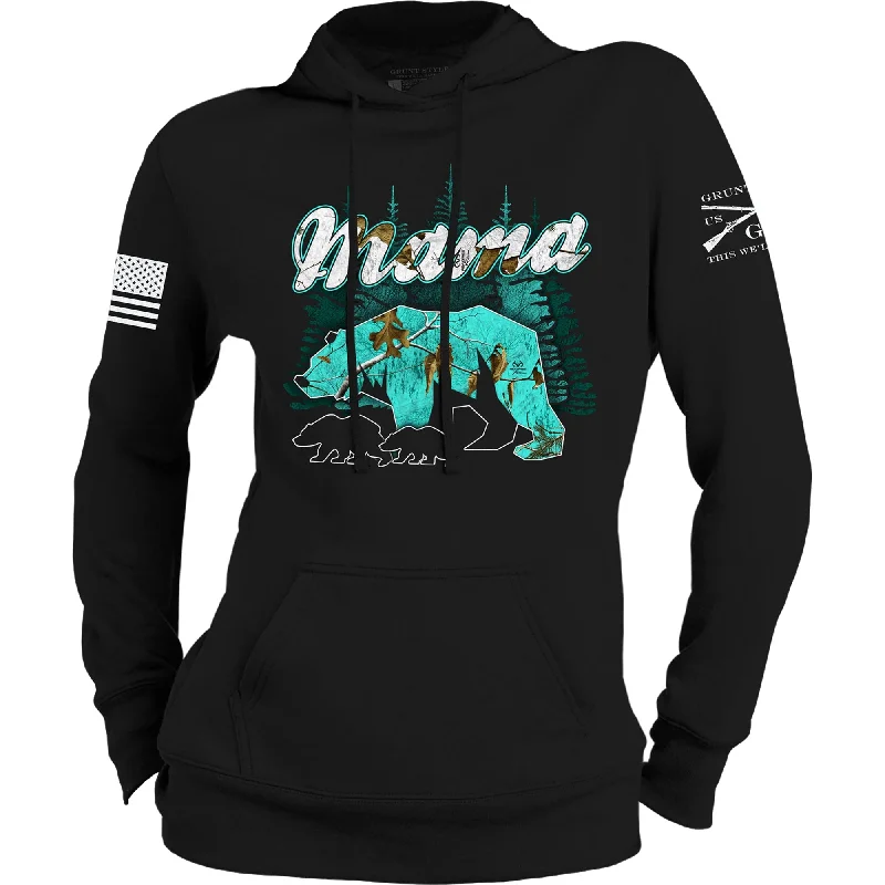 Grunt Style Women's Realtree Xtra Sea Glass Mama Bear Pullover Hoodie - Black Turtleneck Warm Pullover Grunt Style Women's Realtree Xtra Sea Glass Mama Bear Pullover Hoodie - Black Turtleneck Warm Pullover