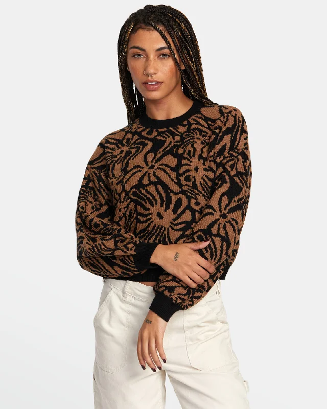 Dip In Pullover Sweater - Tan Shirred Sleeve Feminine
