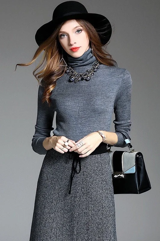High Neck Wool Sweater Denim Fabric Leather Fabric Suede Fabric