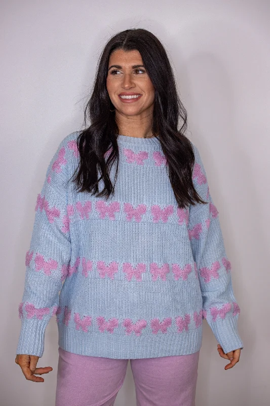 Bow Tie Babe Blue Sweater Faux Fur Fabric Real Fur Fabric Shearling Fabric