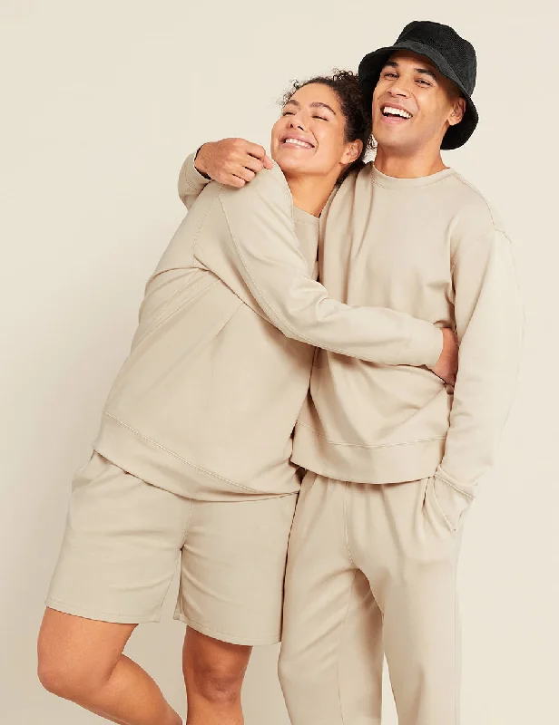Unisex Crew Neck Sweater - Sand Fleece Sweater Nylon Polyester