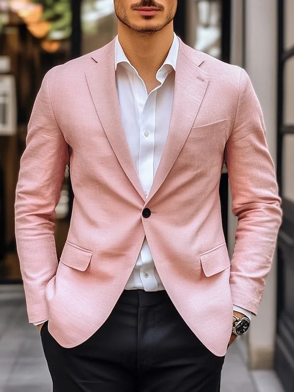 Men's Blazer Solid Colored Regular Tailored Fit Single Breasted One-button Fashion Casual Blazer Jacket Fleece Fabric Down Fabric Feather Fabric
