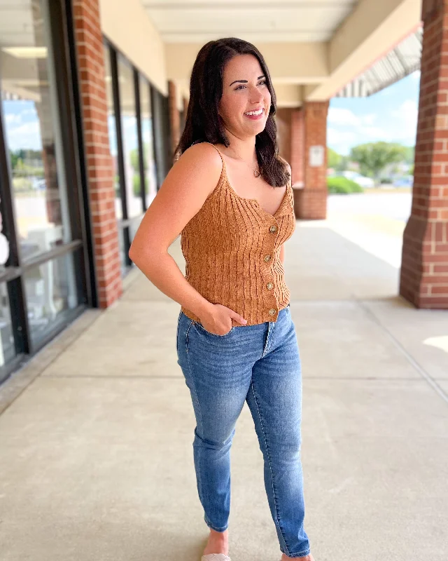 Belinda Sweater Tank - Toffee Cashmere Blend Cotton Blend Poly Blend