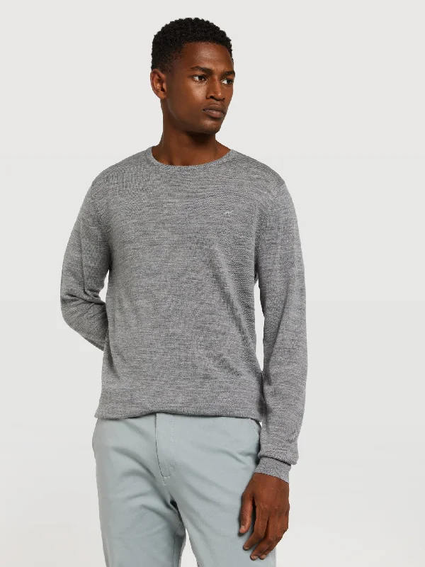 Extra fine merino wool crew neck sweater Terry Terry Cloth Terry Knit