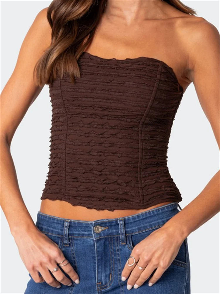 Sexy Summer Ruched Tube Strapless Off Shoulder Backless Bustiers聽Corsets聽Party Club Solid Mini Vest 2024 Crop Top Fleece Nylon Spandex Sexy Summer Ruched Tube Strapless Off Shoulder Backless Bustiers聽Corsets聽Party Club Solid Mini Vest 2024 Crop Top Fleece Nylon Spandex