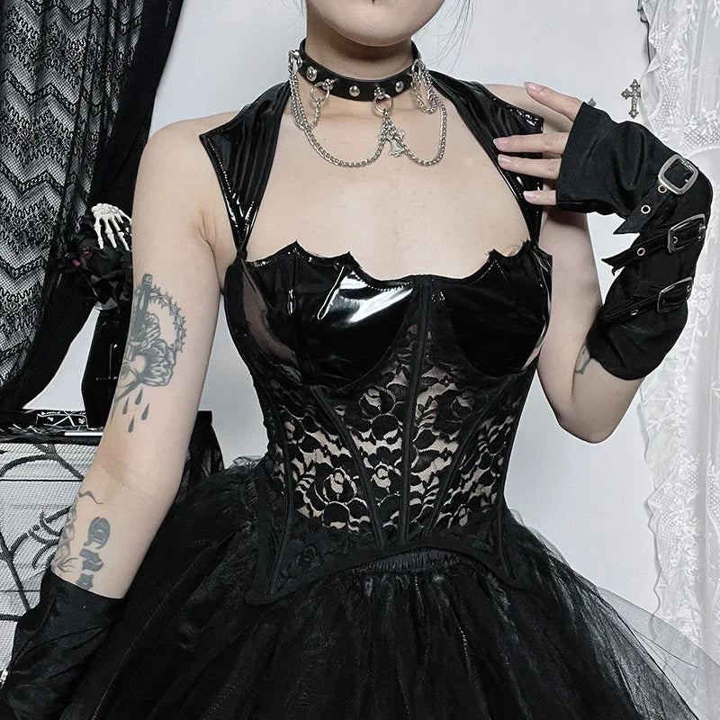 Gothic PU Leather Steampunk Grunge Vintage Lace Mesh Sexy Sleeveless Crop Top Terry Blend Velvet Blend Canvas Blend Gothic PU Leather Steampunk Grunge Vintage Lace Mesh Sexy Sleeveless Crop Top Terry Blend Velvet Blend Canvas Blend
