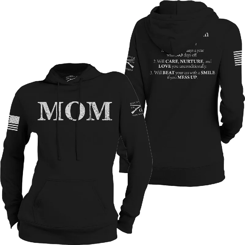 Grunt Style Women's Mom Defined Pullover Hoodie - Black Shawl Collar Sweater