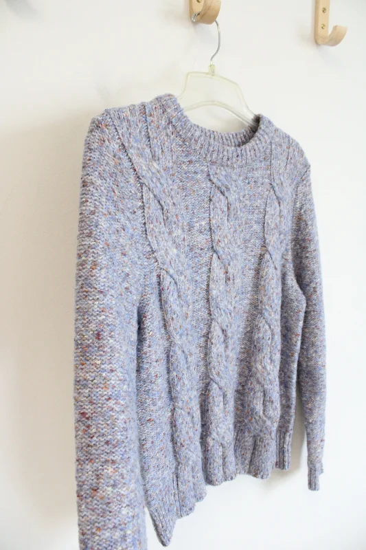 A New Day Blue Orange Cable Knit Sweater | XS Ribbed Striped Patterned