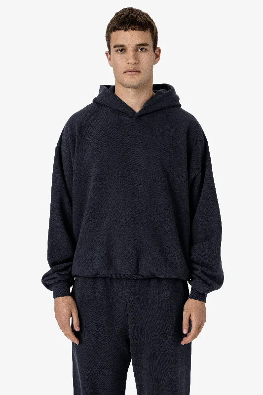 PLU09GD - 16oz. Garment Dye Plush Fleece Hooded Pullover Sweatshirt Mock Neck Pullover