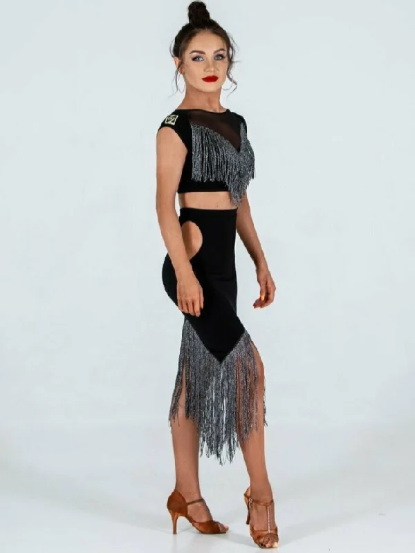 Sirius Practice Dance Wear WISK Women's Short Sleeve Black Mesh Crop Top with Gold or Silver Tinsel Shimmer Fringe PRA 874 in Stock Chenille Blend Fleece Blend Nylon Blend Sirius Practice Dance Wear WISK Women's Short Sleeve Black Mesh Crop Top with Gold or Silver Tinsel Shimmer Fringe PRA 874 in Stock Chenille Blend Fleece Blend Nylon Blend