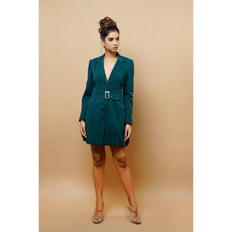 Ahi Clothing Teal Jacket Dress Collared Jacket Crew Neck Jacket Turtle Neck Jacket