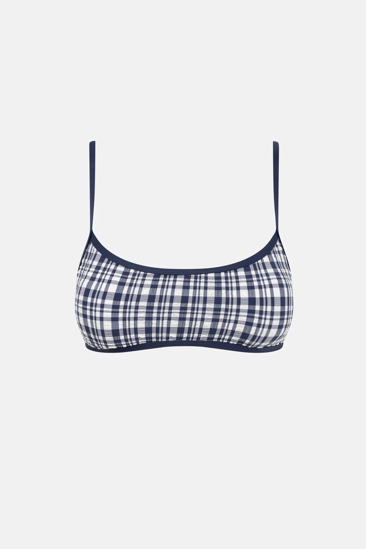 London Check Crop Top - Navy Modern Contemporary Chic