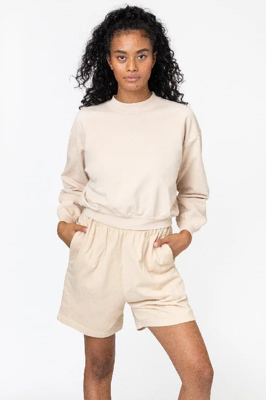 MWT06GD - Garment Dyed Cropped Mock Neck French Terry Pullover Tight Sleeve Top