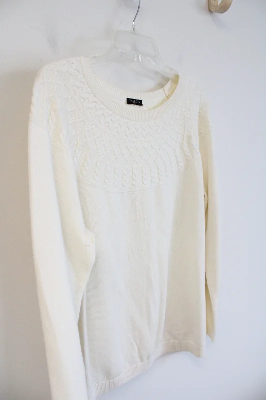Talbots Cream Textured Cable Knit Sweater | XL Petite Long Sweater Short Sweater Cropped Sweater Talbots Cream Textured Cable Knit Sweater | XL Petite Long Sweater Short Sweater Cropped Sweater