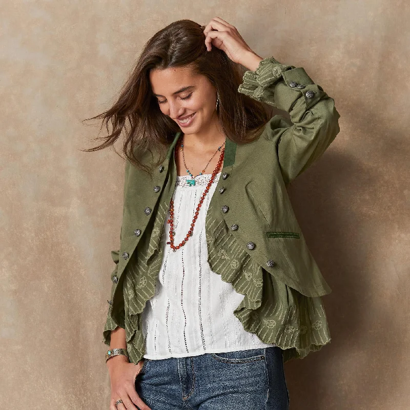 Caroline Ruffle Jacket Hoodie Zip-Up Jacket Button-Up Jacket