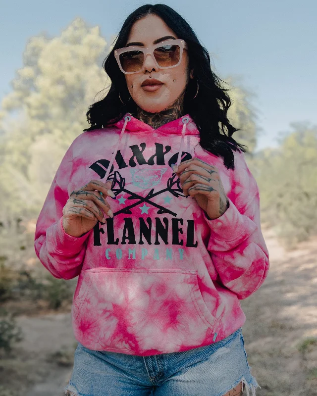 Women's Black & Tiffany Rose Tie Dye Pullover - Pink Honey Neck Pullover