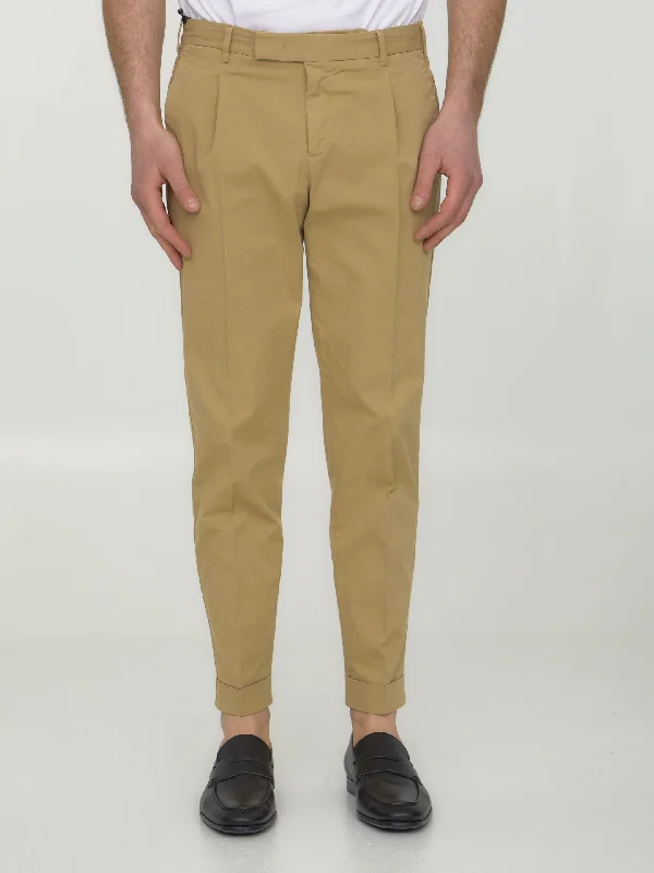 Beige Gabardine Trousers Trousers Plaid Checkered