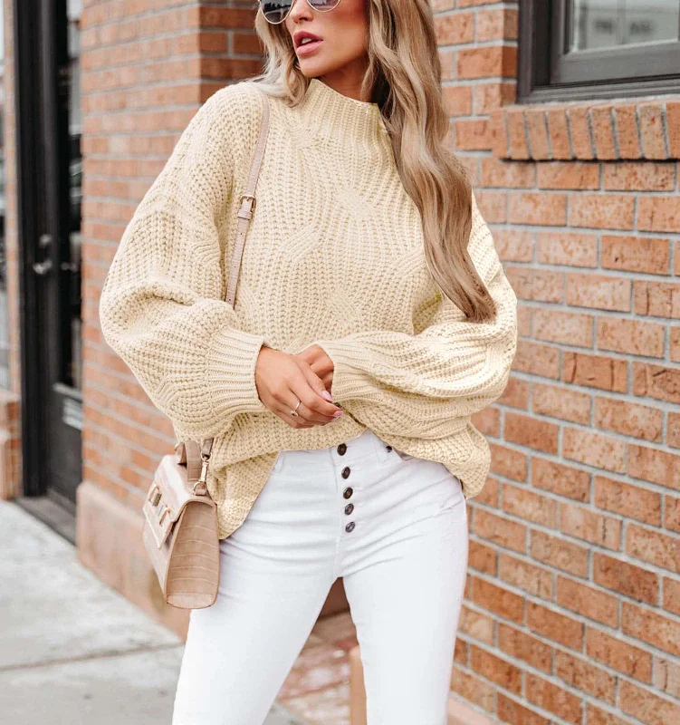 Long Sleeve Knit Solid Pullover Slit Sleeve Stylish