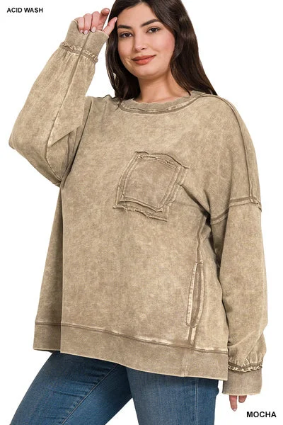 Mocha French Terry Acid Pullover Alpaca Blend Soft