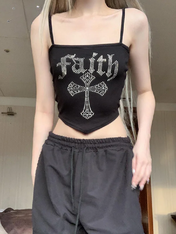 Gothic Cross Hot Rhinestone Vintage Spaghetti Straps Corset Y2K Street Grunge Crop Top Fleece Fabric Down Fabric Feather Fabric Gothic Cross Hot Rhinestone Vintage Spaghetti Straps Corset Y2K Street Grunge Crop Top Fleece Fabric Down Fabric Feather Fabric