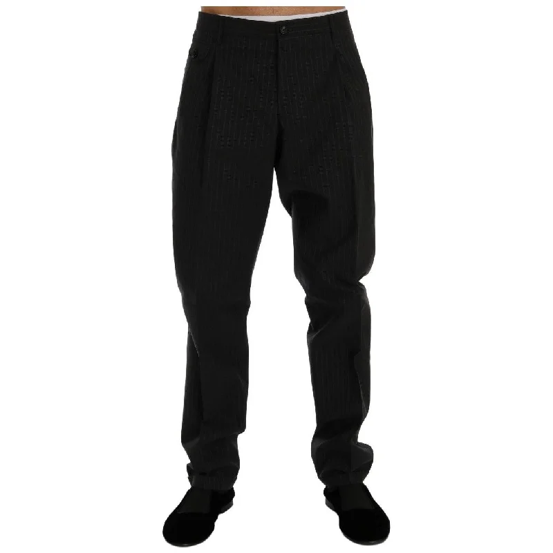 Dolce & Gabbana Elegant Striped Straight Fit Dress Trousers Trousers Timeless Classic