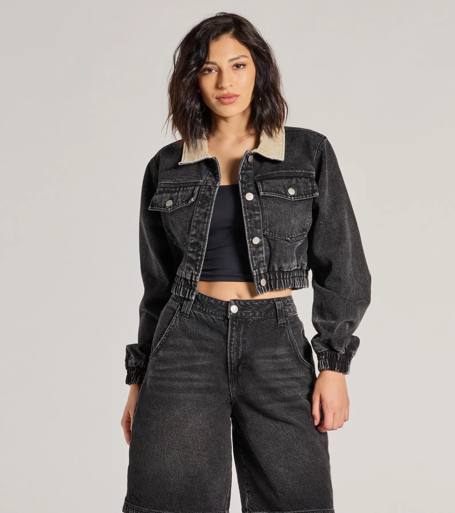 Cool Girl Aesthetic Denim Trucker Jacket Cardigan Sweater Pullover