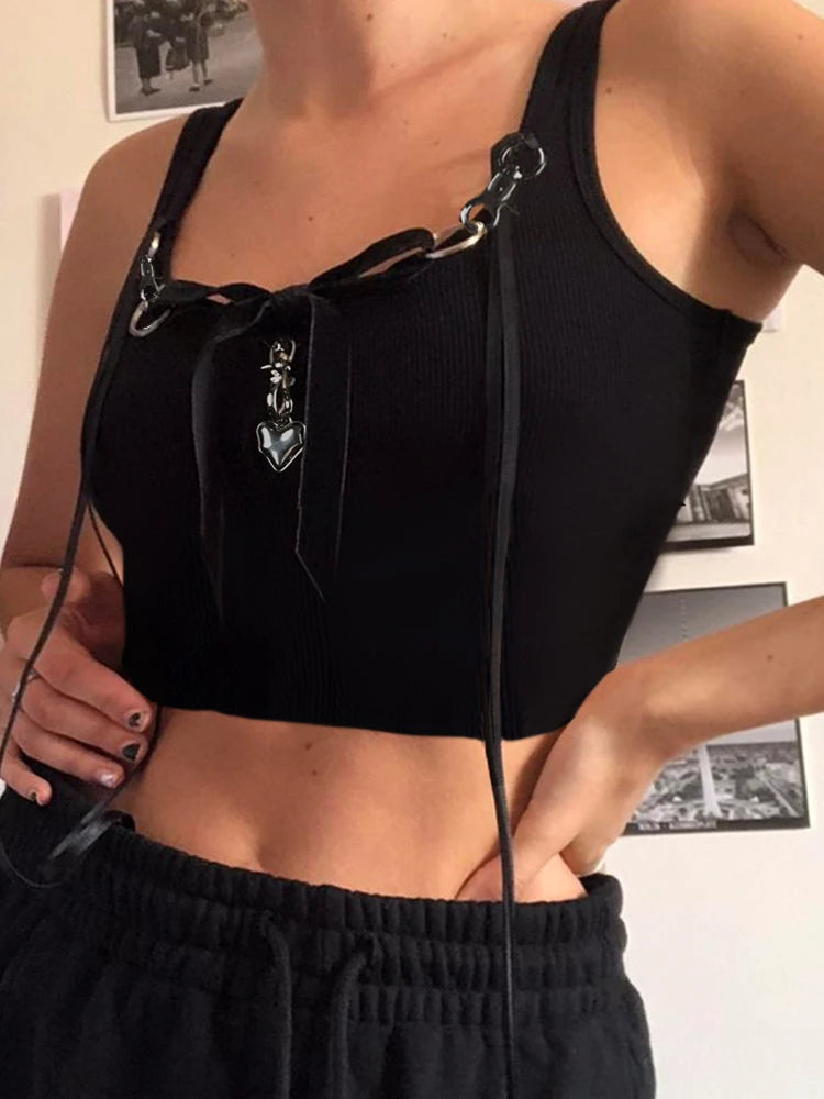 Gothic Sexy Slim Slash Neck Sleeveless Basic Solid Bandage Crop Top Boxy Fit Fitted Loose Gothic Sexy Slim Slash Neck Sleeveless Basic Solid Bandage Crop Top Boxy Fit Fitted Loose