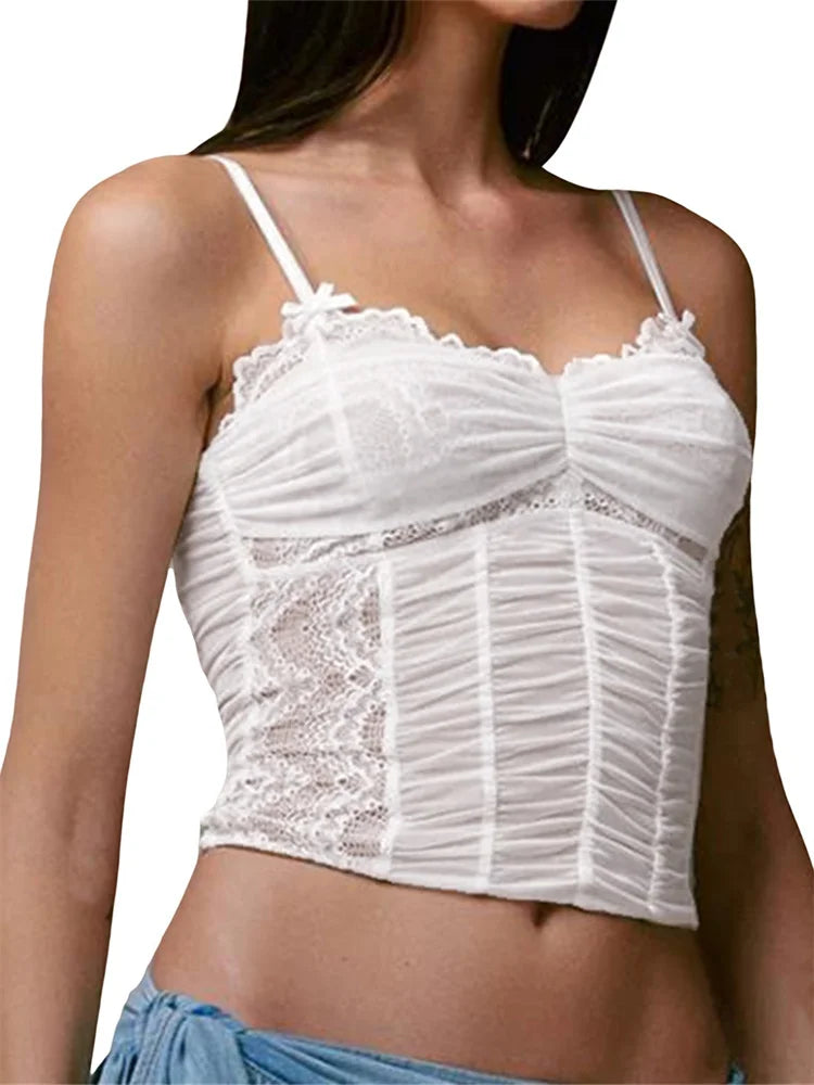 Mesh Sleeveless Spaghetti Strap Lace Patchwork Summer Ruched Slim Fit Mini Vest Streetwear Crop Top Spandex Blend Rayon Blend Denim Blend Mesh Sleeveless Spaghetti Strap Lace Patchwork Summer Ruched Slim Fit Mini Vest Streetwear Crop Top Spandex Blend Rayon Blend Denim Blend