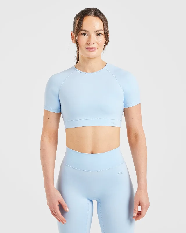 Staple Crop Top - Pastel Blue Elasticated Padded Insulated