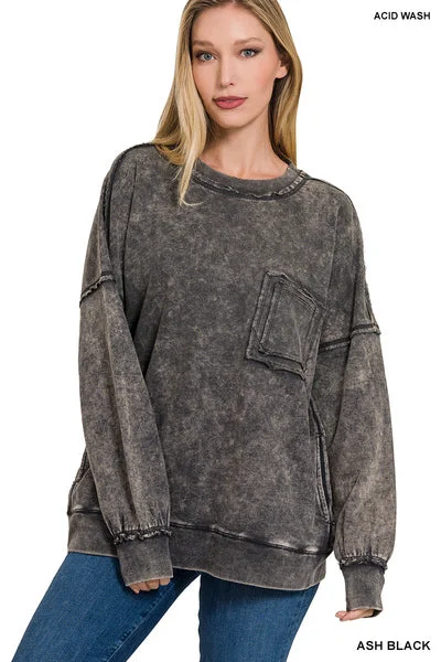 Ash Black French Terry Acid Pullover Angora Wool Cozy